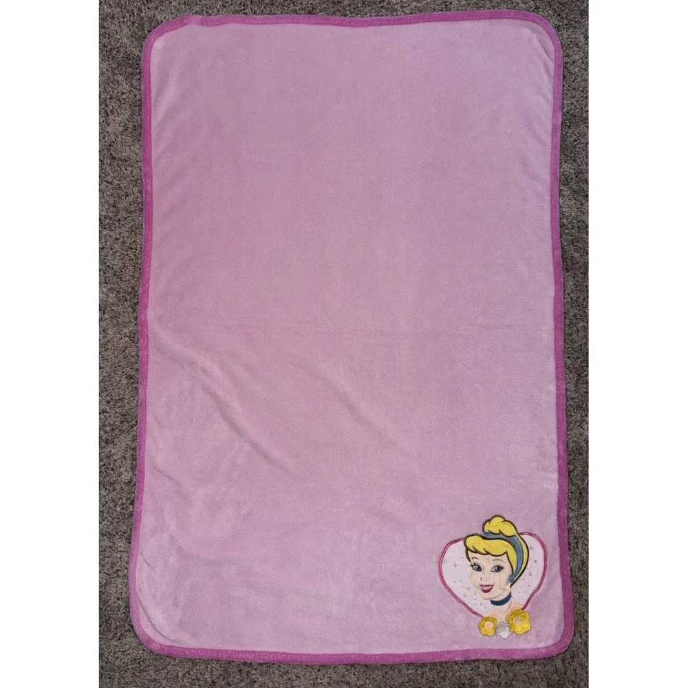 Disney Princess Cinderella Baby Blanket Pink Fleece Heart 30x40 Stroller Lovey
